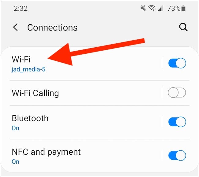 Select the Wi-Fi Setting.