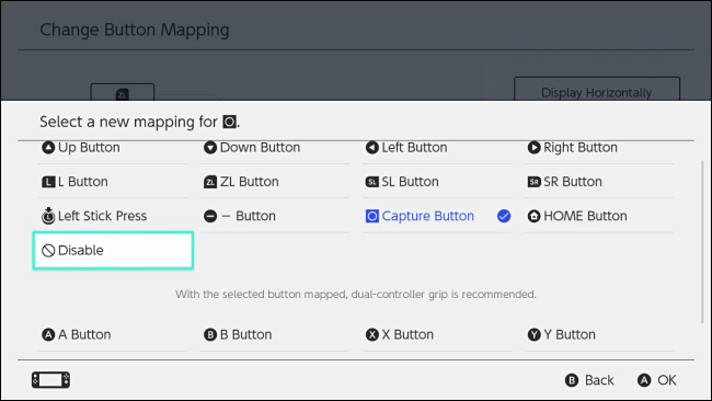 Pick a new button function on Nintendo Switch