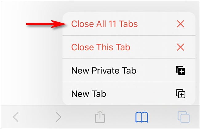 In the menu that pops up, select Close All Tabs.