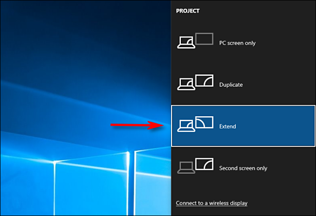 Select Extend in Windows 10