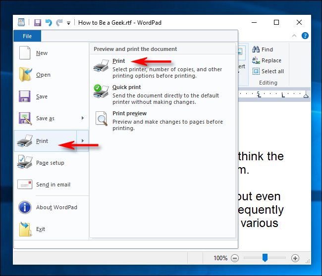Click File, and then select Print in the program you're using to open the print dialog box.