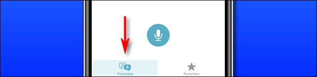 In Apple Translate on iPhone, tap the Translate button to swtich to translate mode.