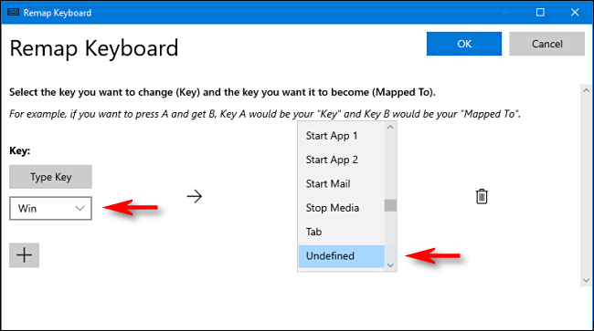 In PowerToys, select Win key and Unassigned in Keyboard Manager on Windows 10