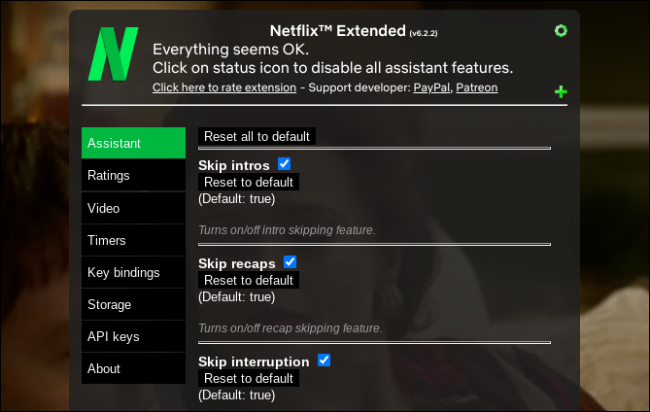 Enable automatic intro skip on Netflix Extended