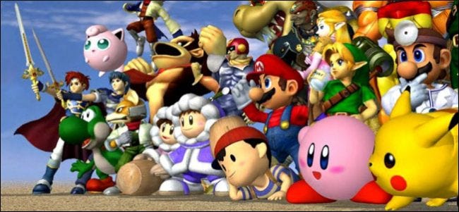A crop from an official render of the Super Smash Bros. Melee roster.