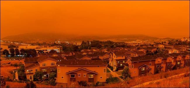 An orange sky and wildfire smoke above San Francisco.
