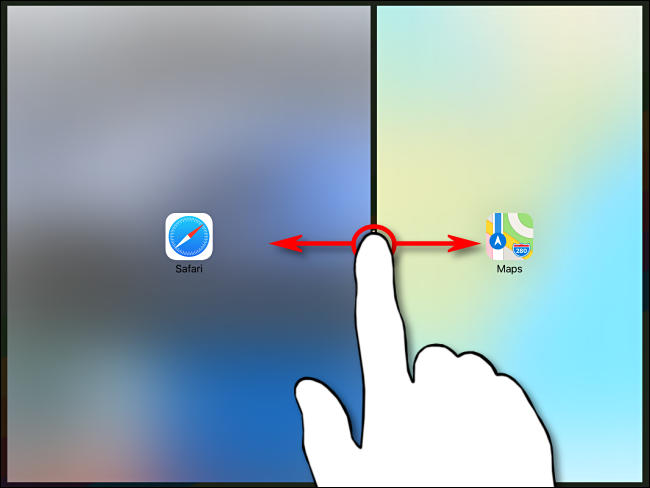 Proportional control of the two apps in Split View on iPad using the black partition