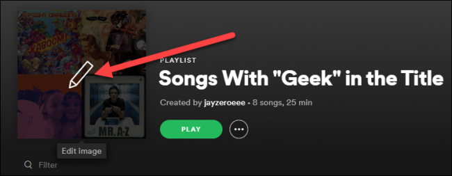 click the edit icon on the playlist