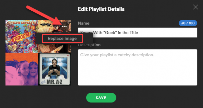 click replace image in the cover menu