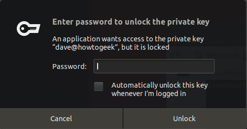 passphrase request dialog box