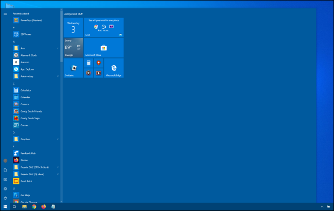 Huge Windows 10 Start menu
