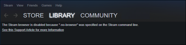 Steam запустится в маленьком режиме без каких-либо компонентов веб-браузера. Если вы посмотрите в диспетчер задач, вы, скорее всего, увидите, что он использует 60 МБ ОЗУ или меньше.