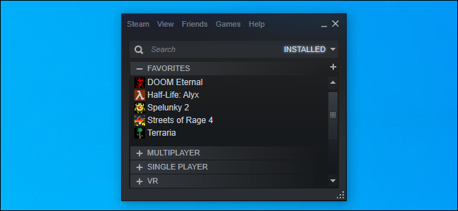 The Steam library in Small Mode