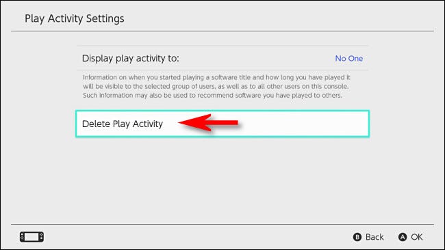 In Switch user settings, select Delete Play Activity.