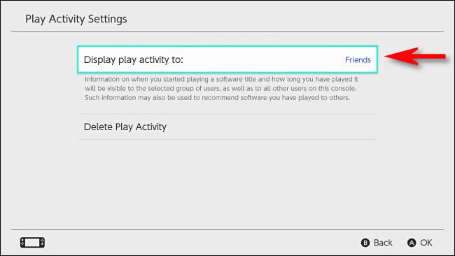 In Nintendo Switch settings, select Display play activity to.