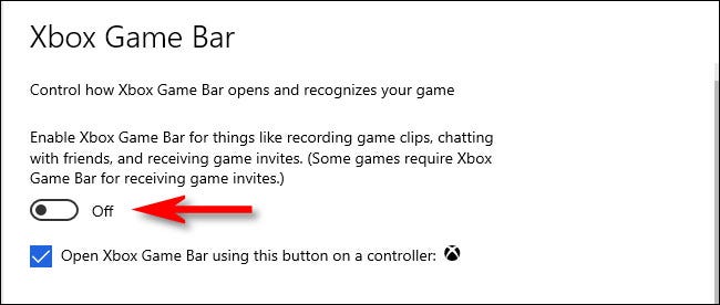Click the Enable Xbox Game Bar switch.