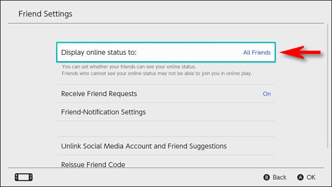 In Switch user settings, select Display online status to.
