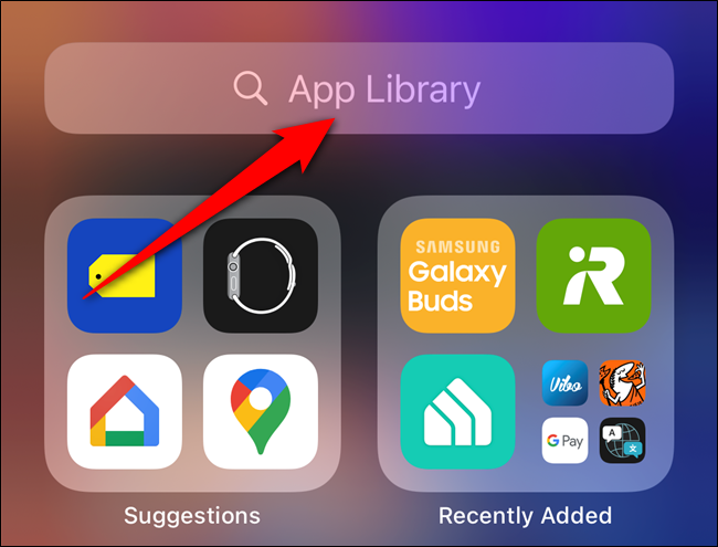 Tap the App Library search bar