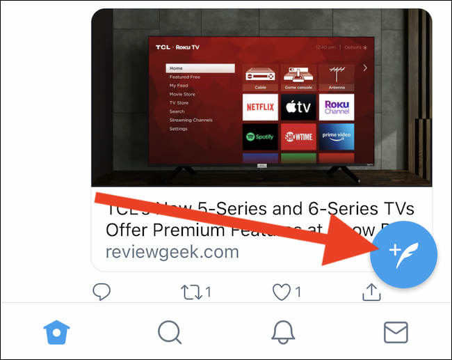 Tap the blue Compose Tweet button in the bottom-right corner of the app