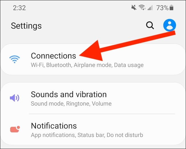 Tap the Connections or Network & Internet Option