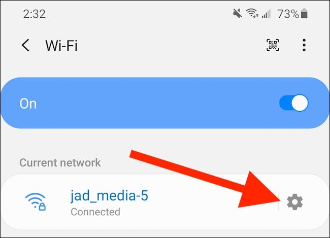 Tap the Network's Advanced Settings Menu Icon
