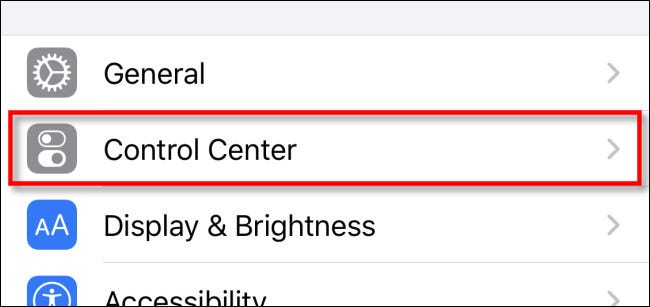 In Settings, tap Control Center
