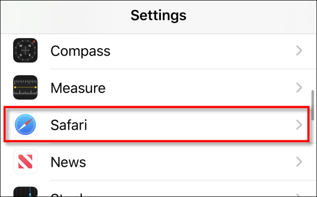 Tap Safari Settings on iPhone