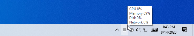 The Task Manager's CPU usage meter in the Windows system tray.