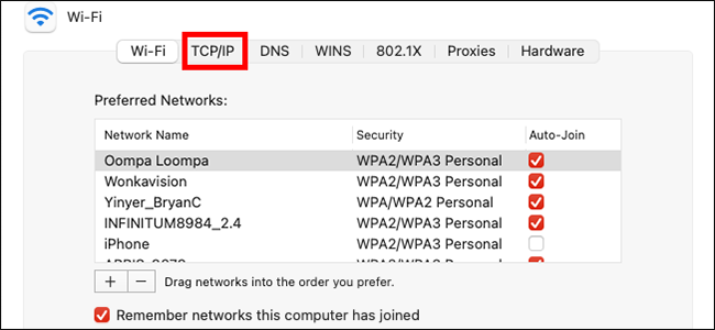 tcp/ip settings