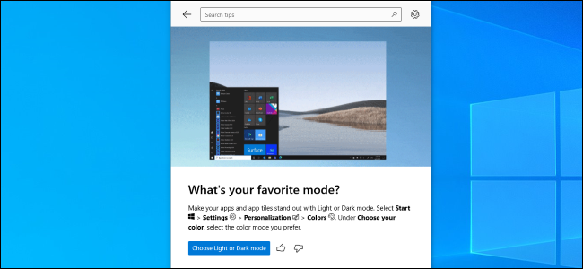 The Tips app showing what's new on Windows 10
