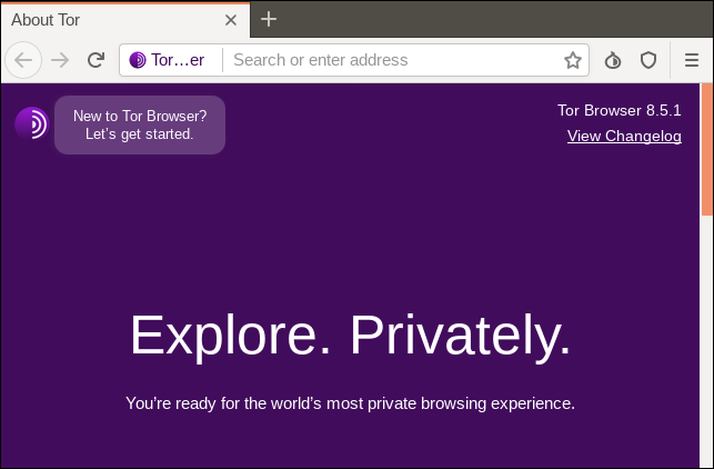 Tor browser main window