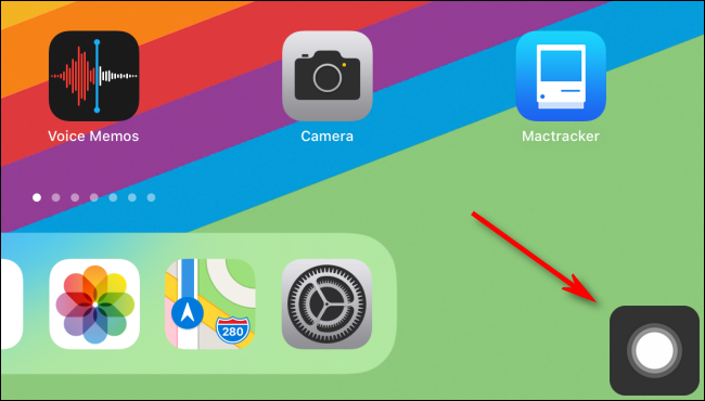The AssistiveTouch button on the Home screen in iPadOS.
