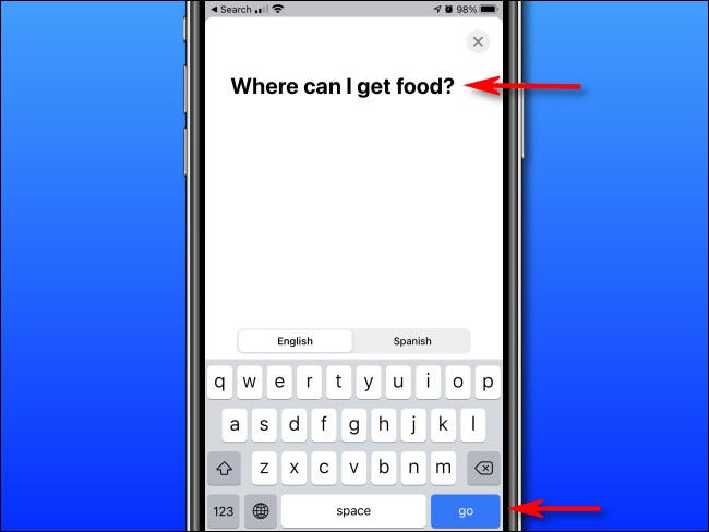 In Apple Translate on iPhone, enter the text you'd like to translate using the on-screen keyboard, then tap go.