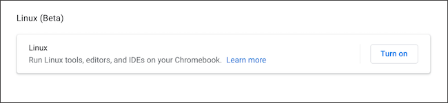 Turn on Linux on Chromebook