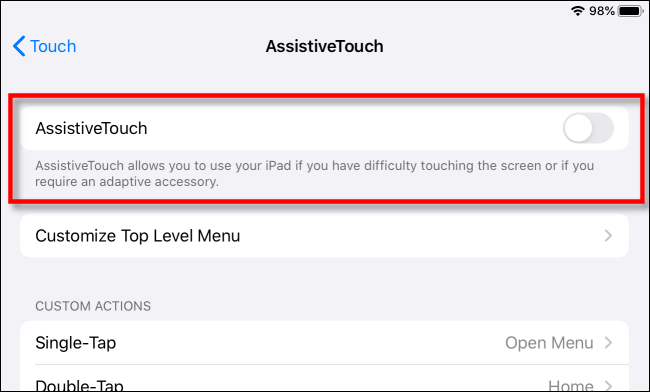 Toggle-On AssistiveTouch.