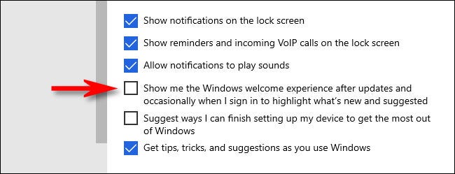 In Windows Settings, uncheck Show me the Windows welcome experience after updates and occasionally when I sign in to highlight what's new and suggested.
