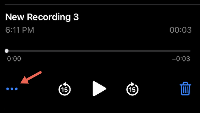 Tap three-dots menu on iPhone Voice Memos