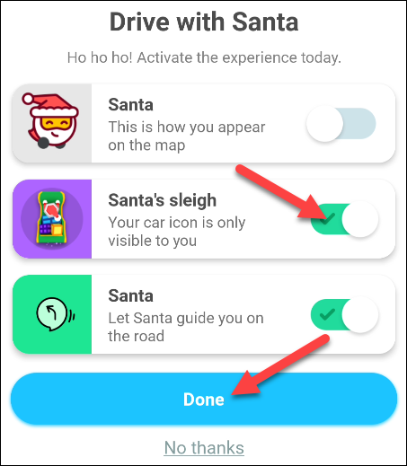 enable drive with santa features