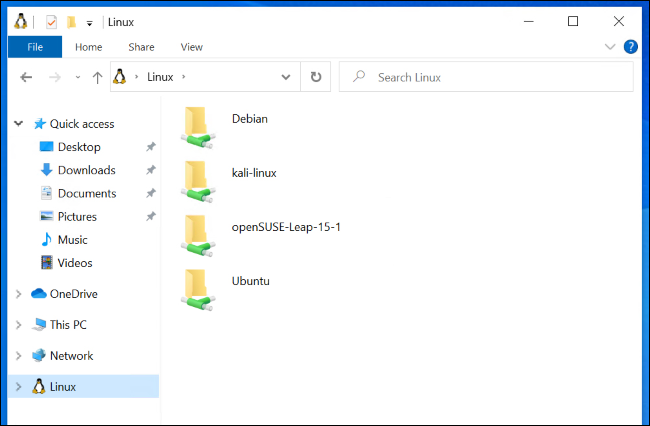 Viewing Linux distribution files in File Explorer