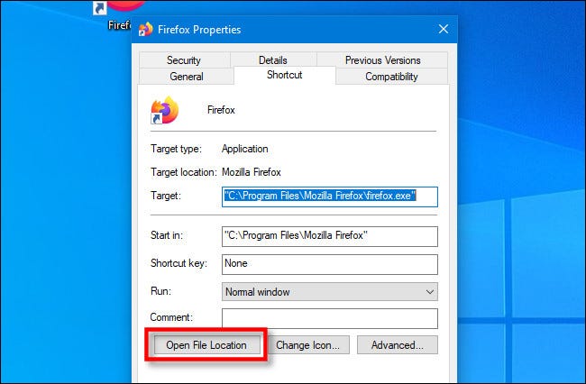 To find an application's EXE file, right-click a shortcut and click Open File Location in the Properties window on Windows 10.