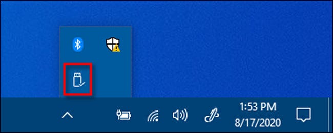 Right-click the Safely Remove Hardware icon in Windows 10.