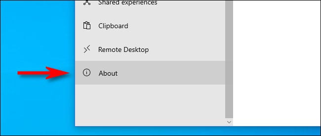 In Windows Settings, click About.