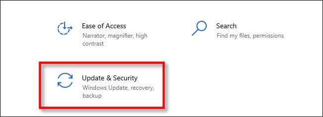 In Windows Settings, click Update & Security