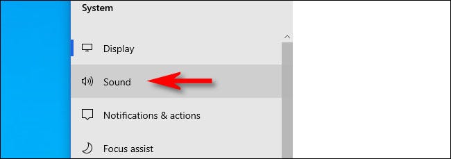 In Settings on Windows 10, click Sound.