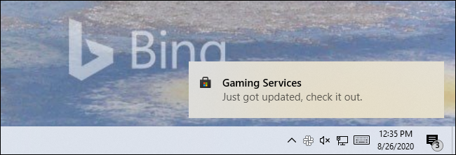A Store notification on Windows 10 saying an app Just got updated, check it out.
