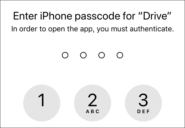 Without permissions, Google Drive will use your device's lock screen passcode