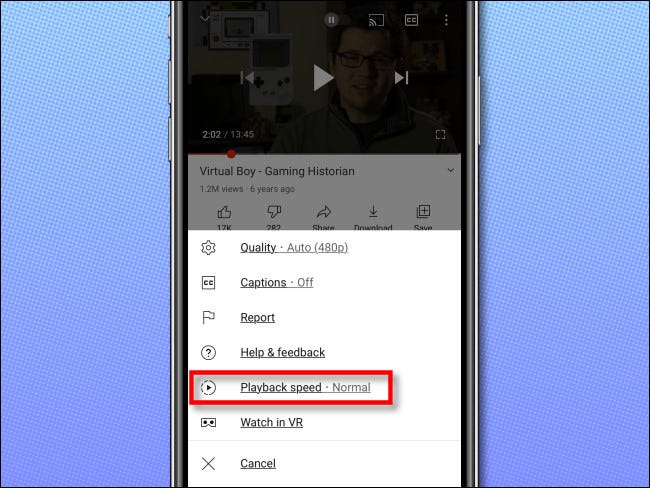 In the menu that appears, tap Playback speed.