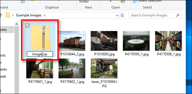 Rename a compressed folder in Windows 10.